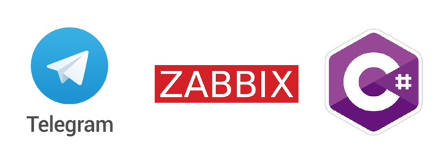 telegram logo, zabbix logo, c# logo